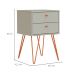 Conjunto com 2 Mesas de Cabeceira Bled 4 Gavetas Off White e Cobre