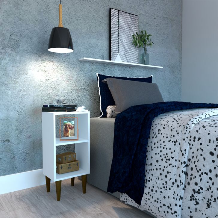 Conjunto com 2 Mesas de Cabeceira Elegance Branco