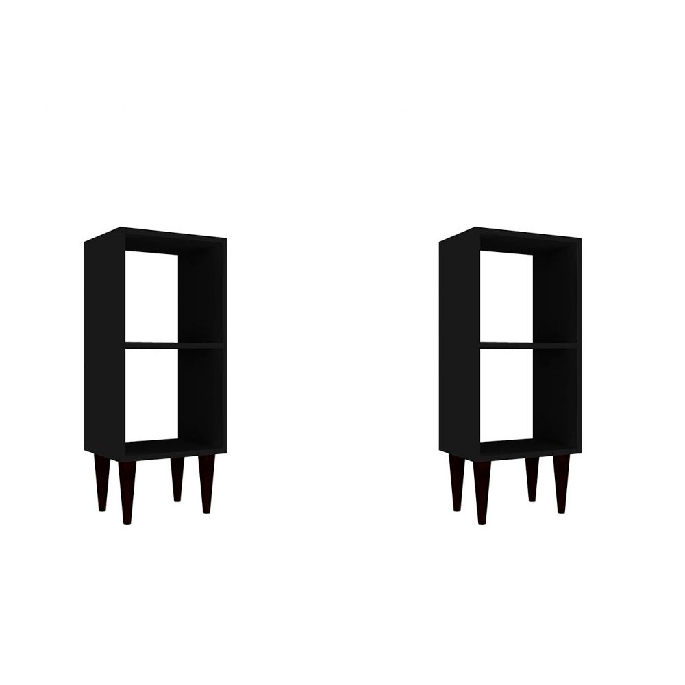 Conjunto com 2 Mesas de Cabeceira Elegance Preto