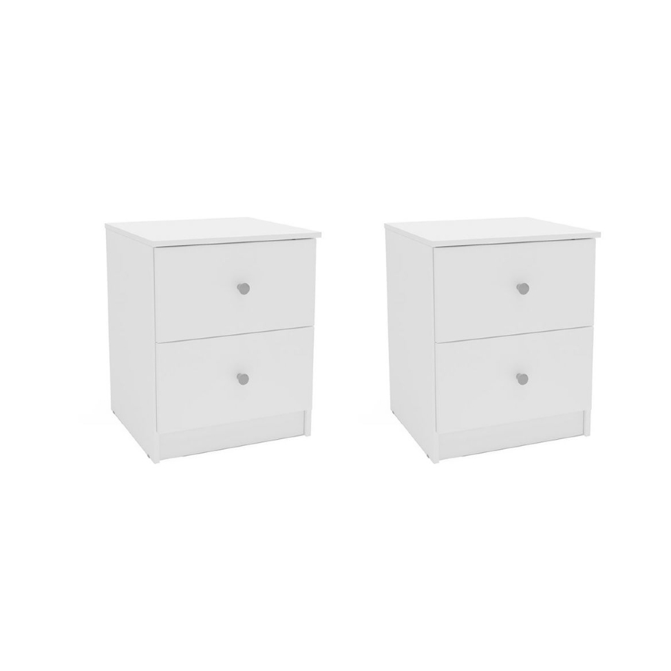 Conjunto com 2 Mesas de Cabeceira Gandu 4 Gavetas Branca