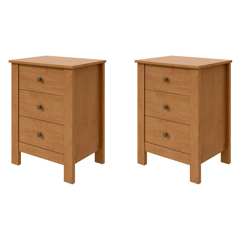 Conjunto com 2 Mesas de Cabeceira Maggiore 6 Gavetas Amêndoa