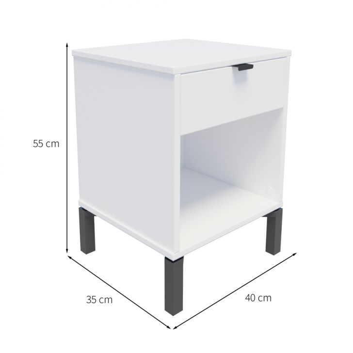 Conjunto com 2 Mesas de Cabeceira Morgan 2 Gavetas Branco