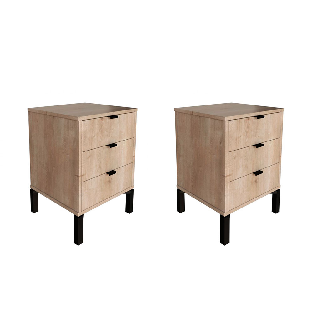 Conjunto com 2 Mesas de Cabeceira Morgan 6 Gavetas Amadeirada