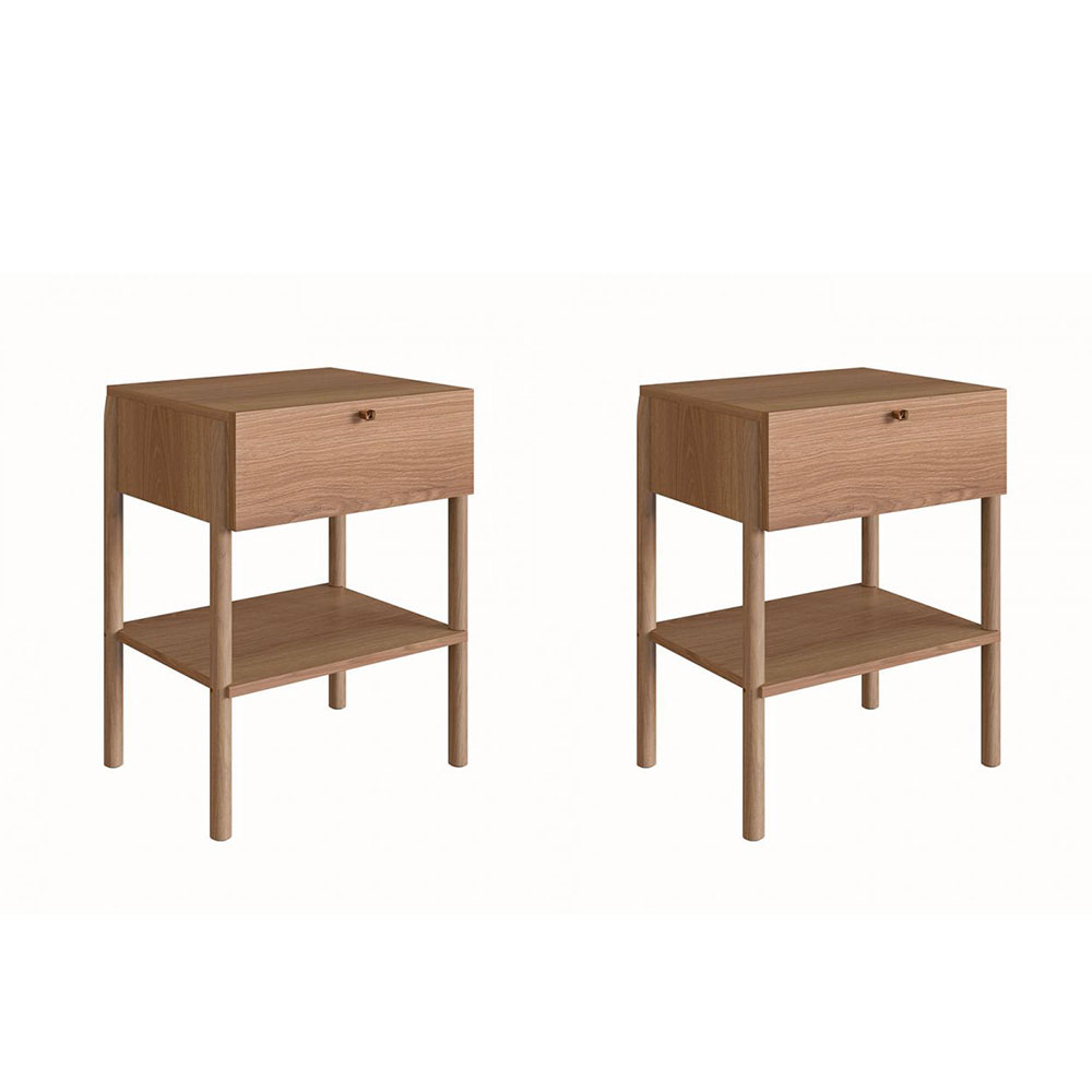 Conjunto com 2 Mesas de Cabeceira Oslo 2 Gavetas Hanover