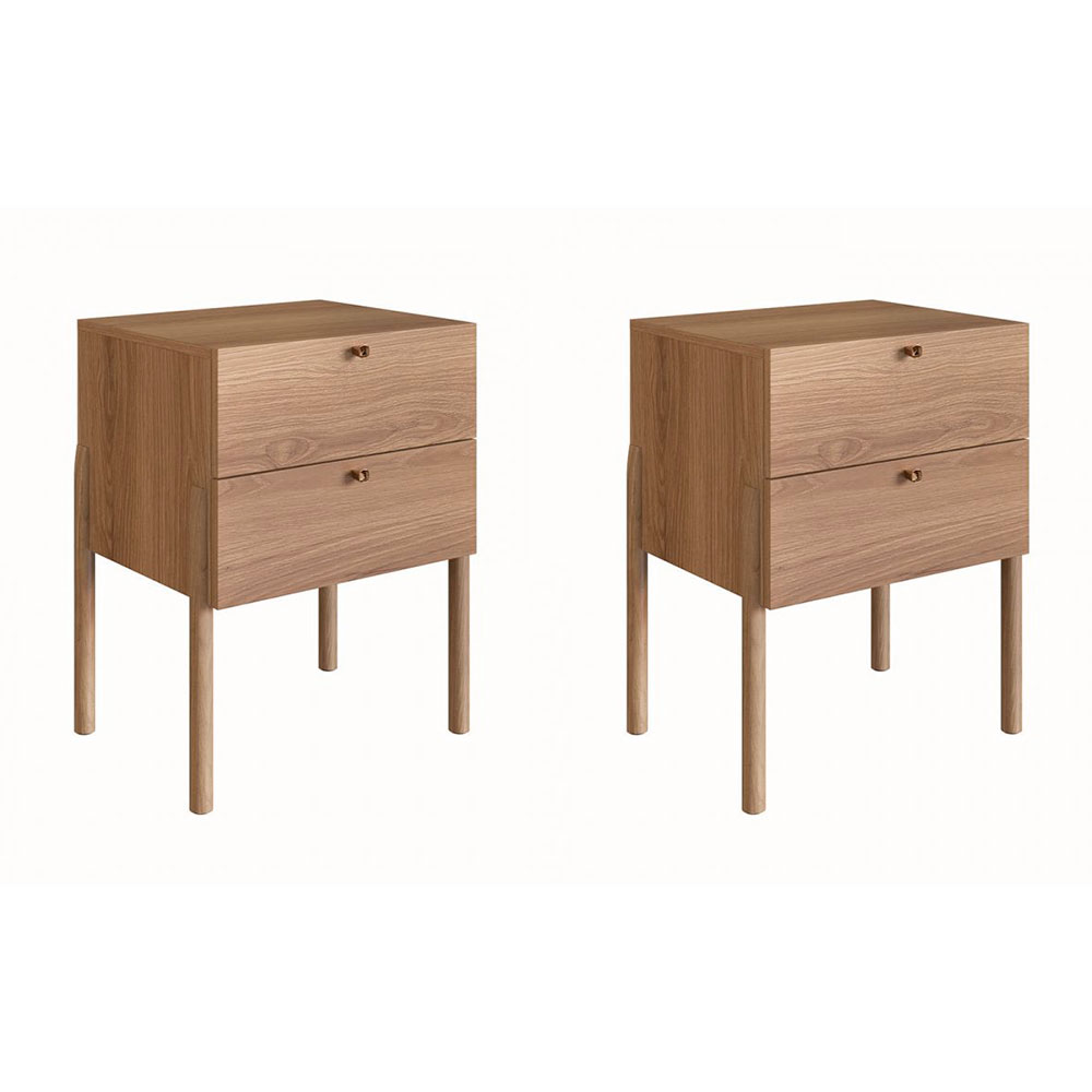 Conjunto com 2 Mesas de Cabeceira Oslo 4 Gavetas Hanover
