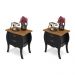 Conjunto com 2 Mesas de Cabeceira Premier 4 Gavetas Retrô Preto e Cumaru