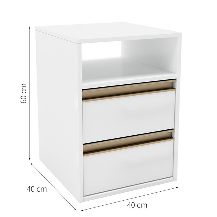 Conjunto com 2 Mesas de Cabeceira Pux Calha 4 Gavetas Branco