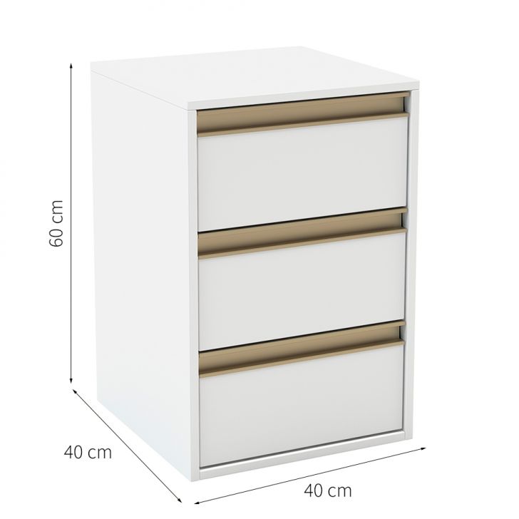 Conjunto com 2 Mesas de Cabeceira Pux Calha 6 Gavetas Branca