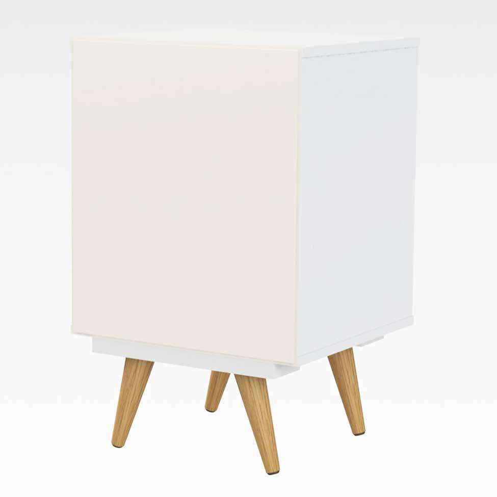Conjunto com 2 Mesas de Cabeceira Retrô Plus 2 Gavetas Branco