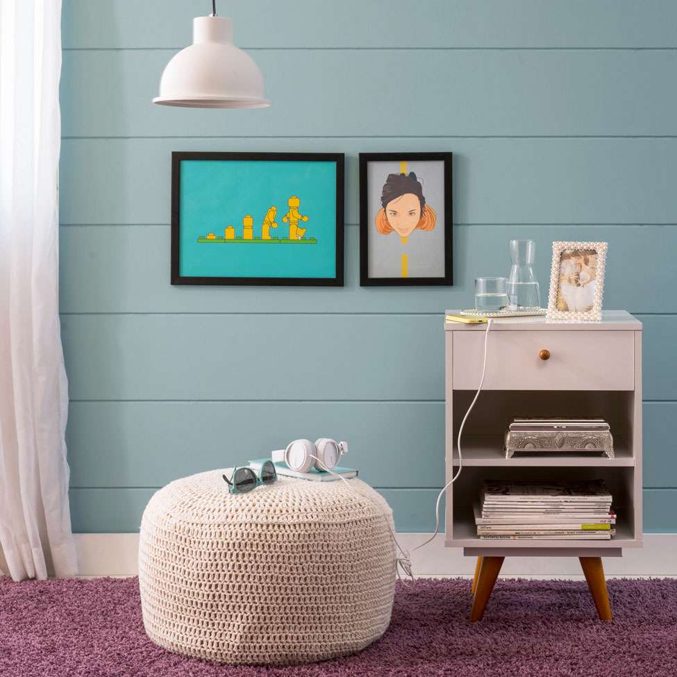 Conjunto com 2 Mesas de Cabeceira Retrô Plus 2 Gavetas Branco