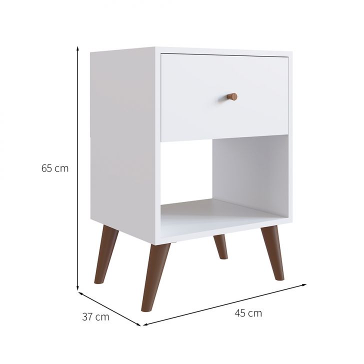 Conjunto com 2 Mesas de Cabeceira Romena 2 Gavetas Branco