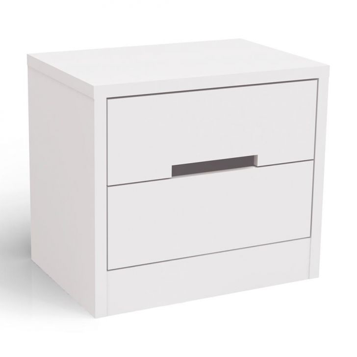Conjunto com 2 Mesas de Cabeceira S 2 Gavetas Branco