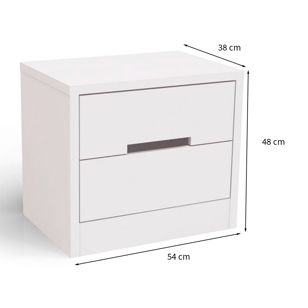 Conjunto com 2 Mesas de Cabeceira S 2 Gavetas Branco