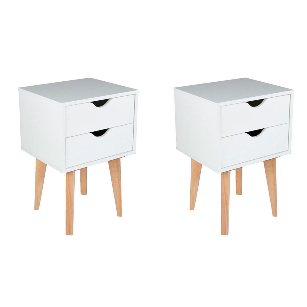 Conjunto com 2 Mesas de Cabeceira Smile 4 Gavetas Branco