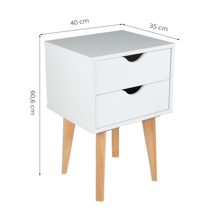 Conjunto com 2 Mesas de Cabeceira Smile 4 Gavetas Branco