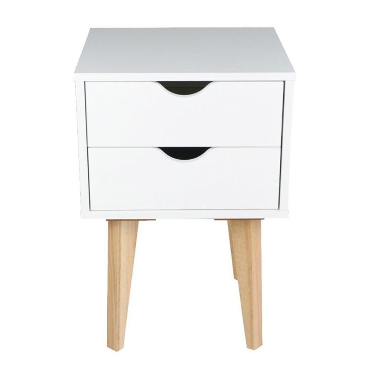 Conjunto com 2 Mesas de Cabeceira Smile 4 Gavetas Branco