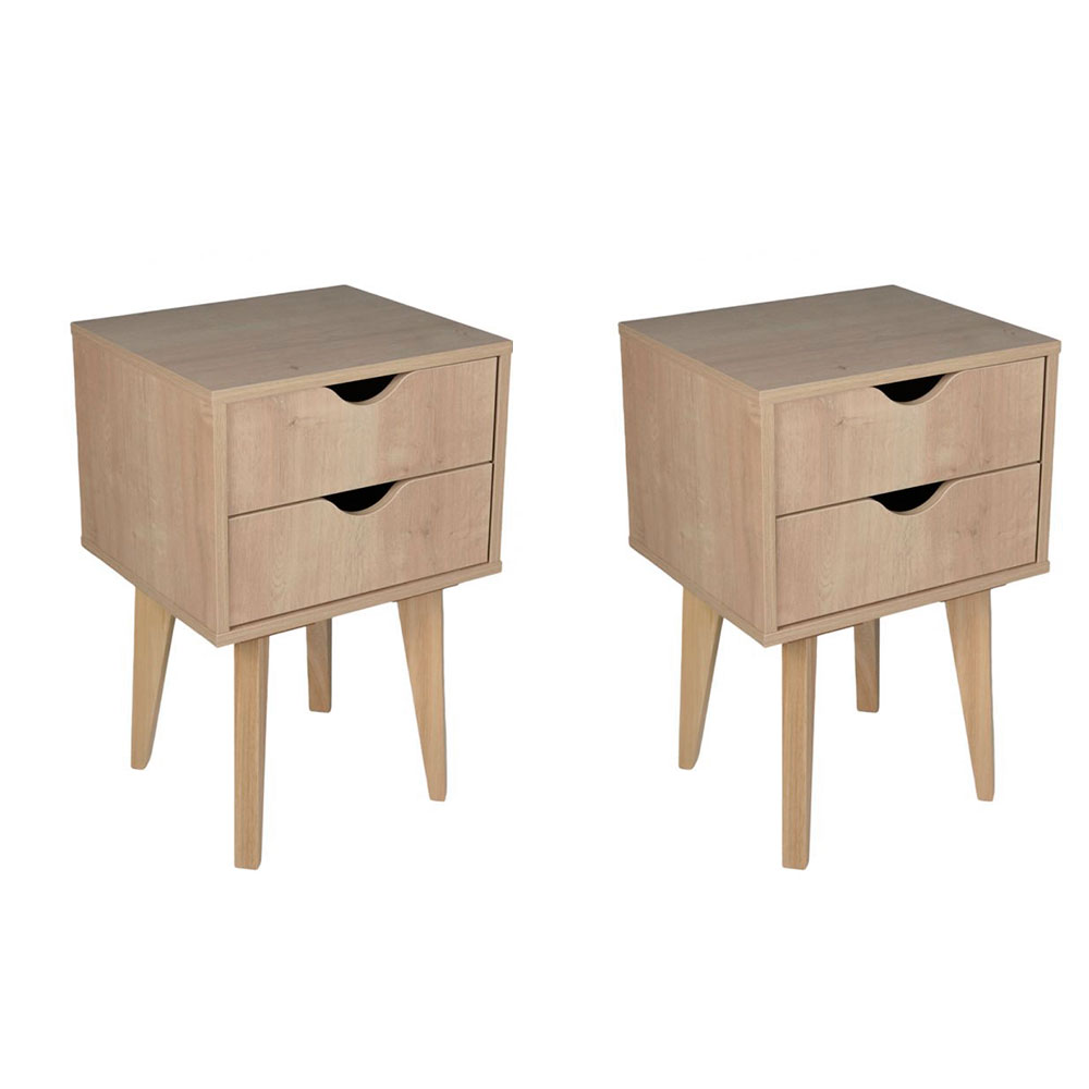 Conjunto com 2 Mesas de Cabeceira Smile 4 Gavetas Madeira