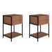 Conjunto com 2 Mesas de Cabeceira Steel Quadra 4 Gavetas Indústrial Vermont e Preto