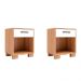 Conjunto com 2 Mesas de Cabeceira Versalhes 1 Gaveta Freijó e Off White
