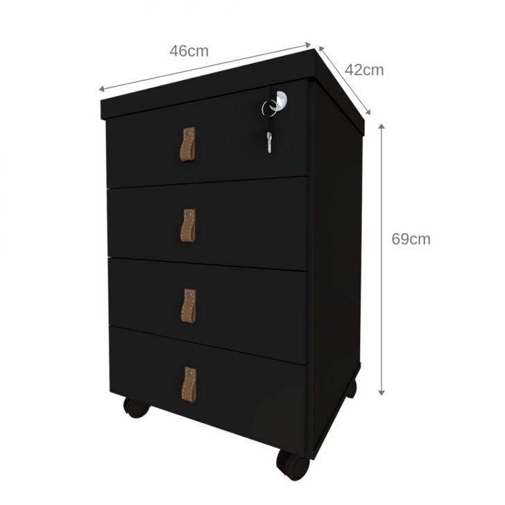Conjunto com 2 Mesas de Cabeceira Zoe 4 Gavetas Preto