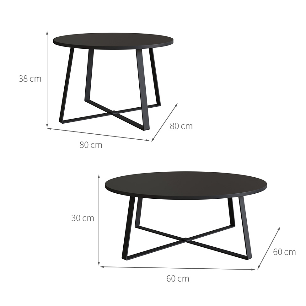 Conjunto com 2 Mesas de Centro Boro Preto