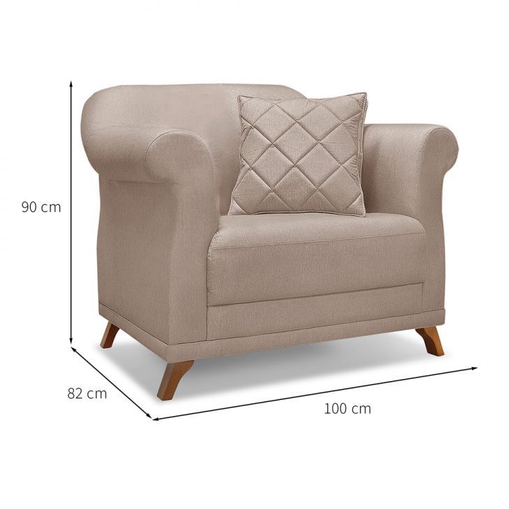 Conjunto com 2 Poltronas Abruzzo Linho Areia