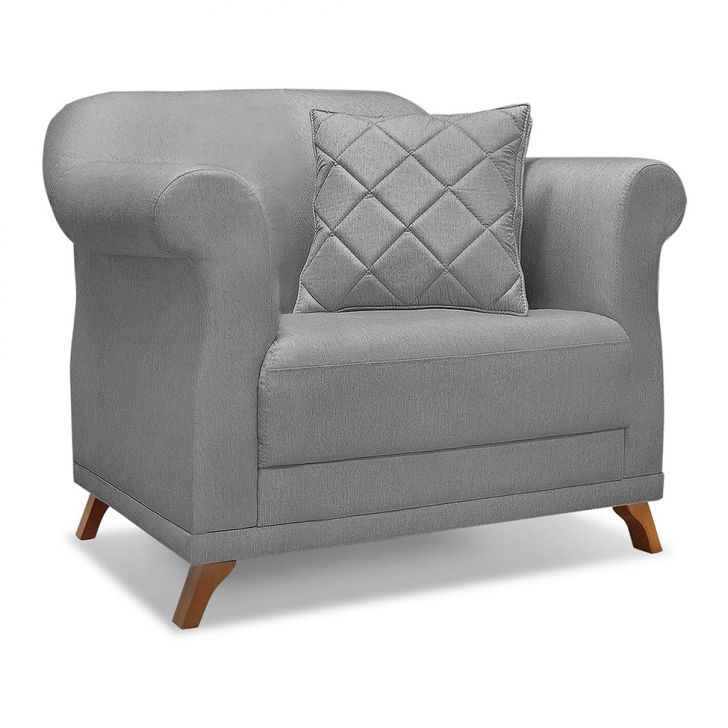Conjunto com 2 Poltronas Abruzzo Linho Cinza