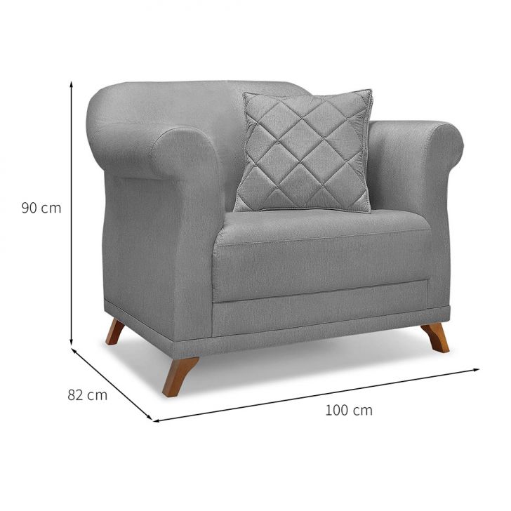 Conjunto com 2 Poltronas Abruzzo Linho Cinza