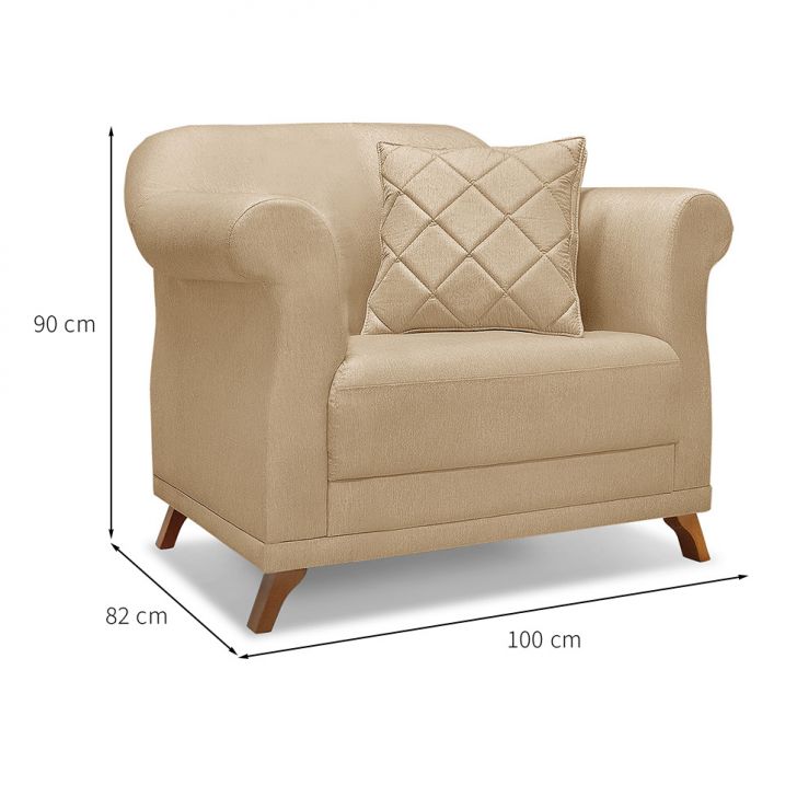 Conjunto com 2 Poltronas Abruzzo Linho Dourado