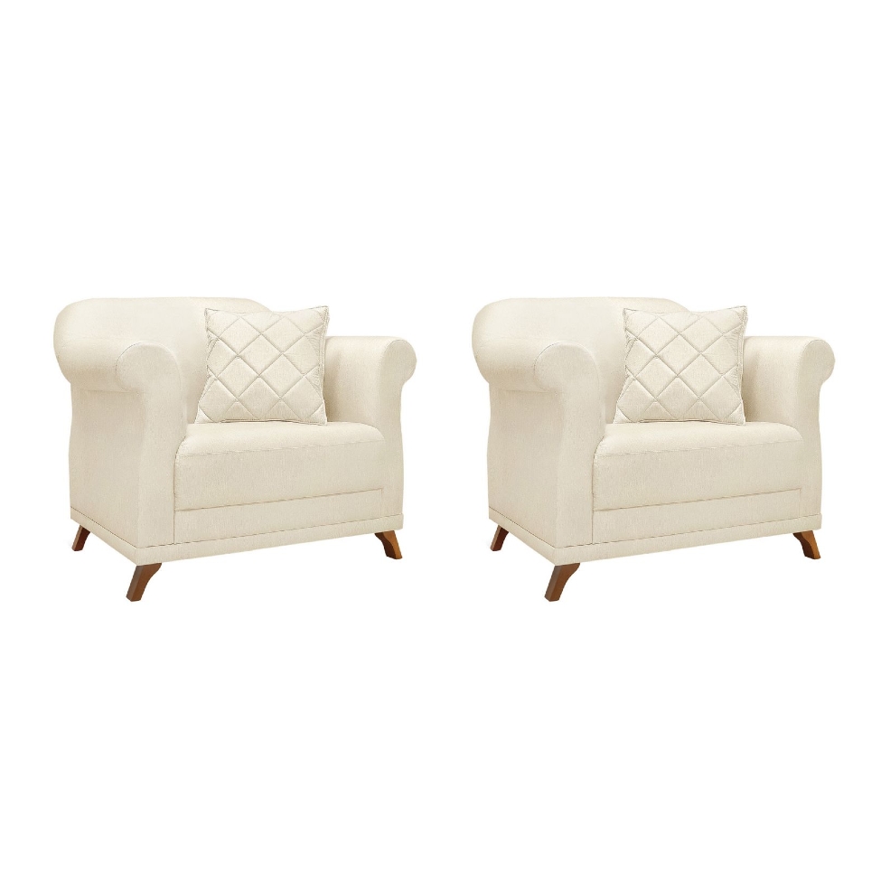 Conjunto com 2 Poltronas Abruzzo Linho Natural