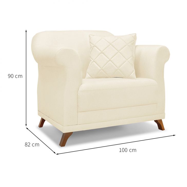Conjunto com 2 Poltronas Abruzzo Linho Pérola