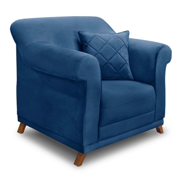 Conjunto com 2 Poltronas Abruzzo Suede Azul Marinho