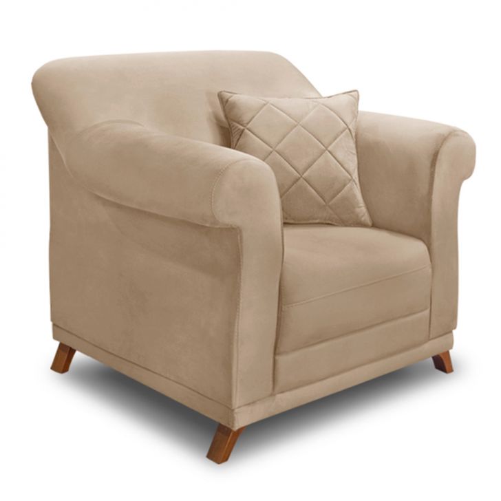 Conjunto com 2 Poltronas Abruzzo Suede Bege
