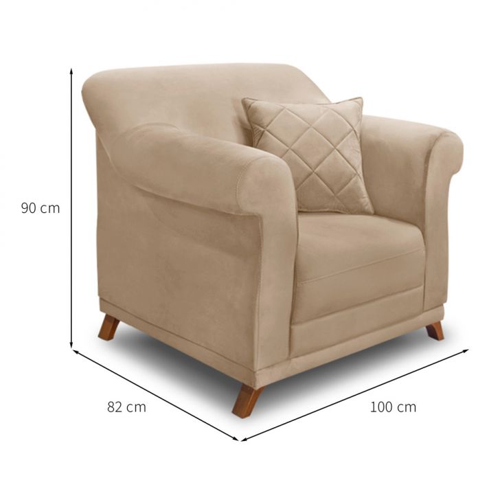 Conjunto com 2 Poltronas Abruzzo Suede Bege