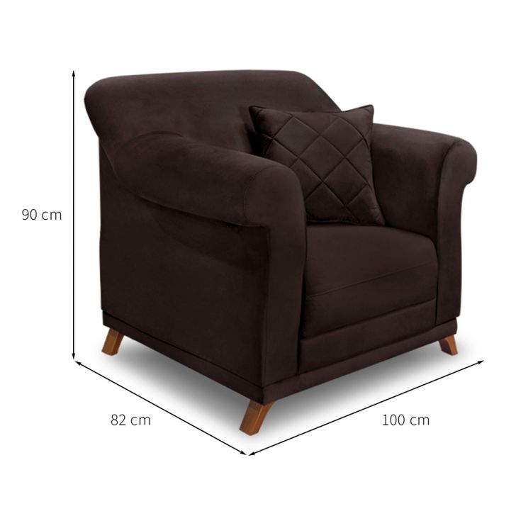 Conjunto com 2 Poltronas Abruzzo Suede Café