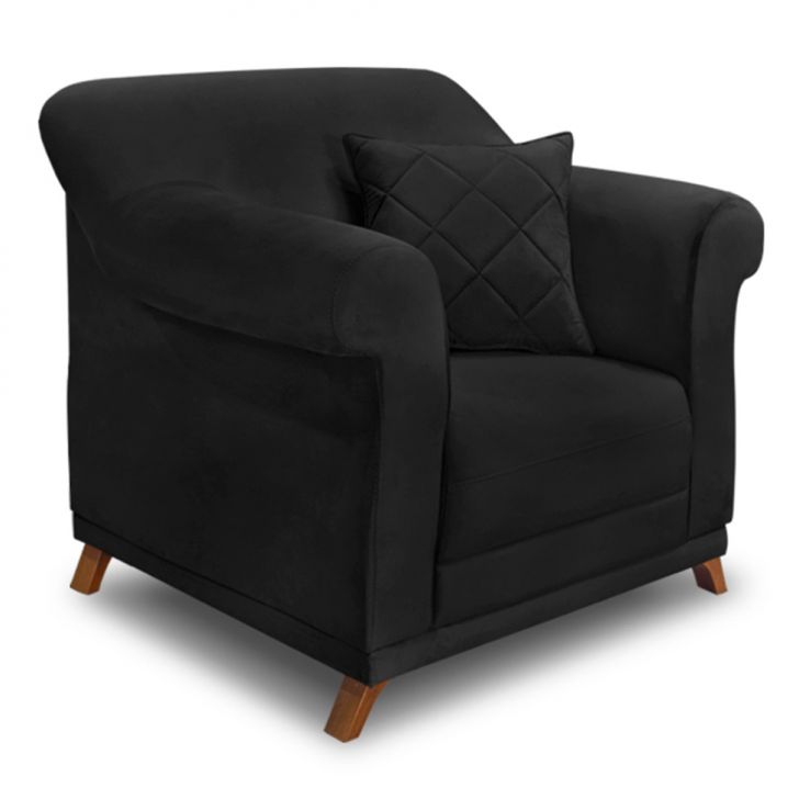 Conjunto com 2 Poltronas Abruzzo Suede Preta