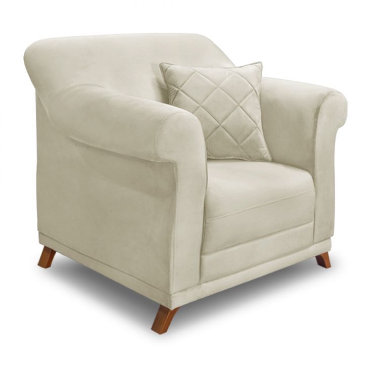 Conjunto com 2 Poltronas Abruzzo Veludo Bege
