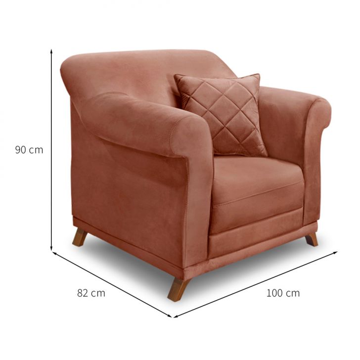 Conjunto com 2 Poltronas Abruzzo Veludo Cobre