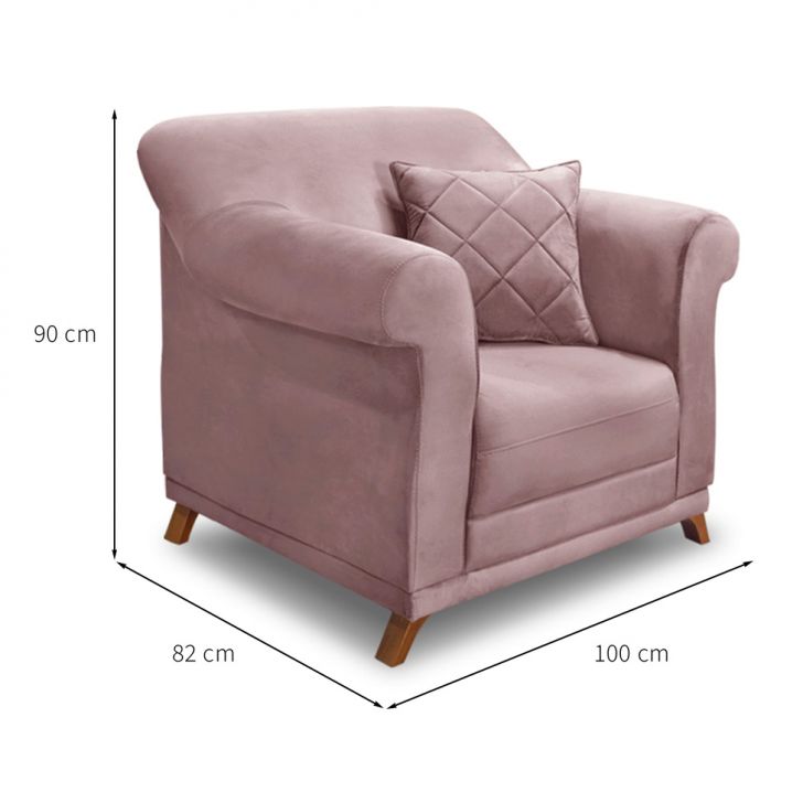 Conjunto com 2 Poltronas Abruzzo Veludo Lilás