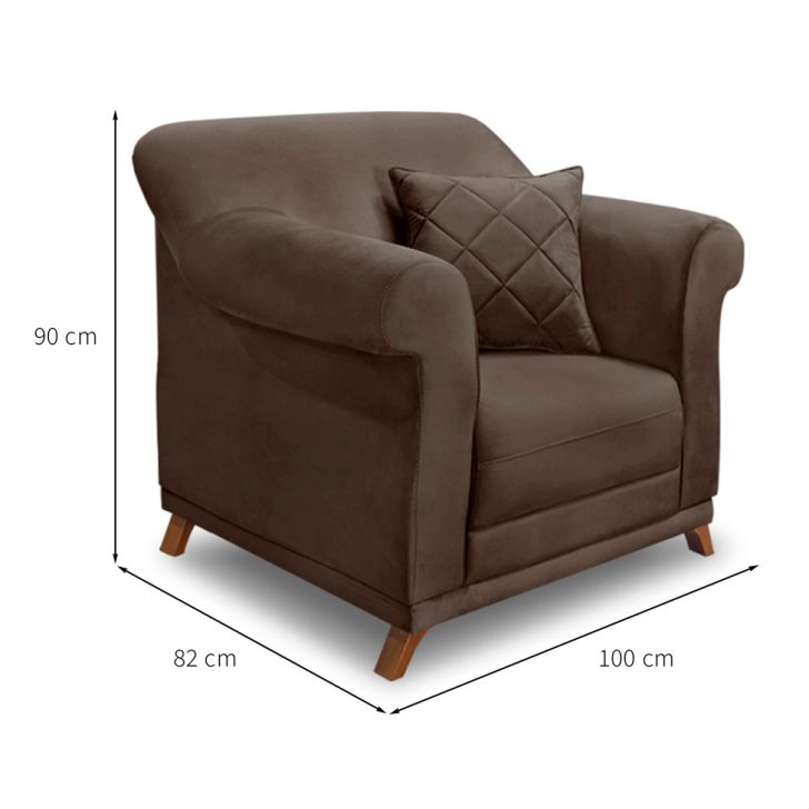Conjunto com 2 Poltronas Abruzzo Veludo Marrom