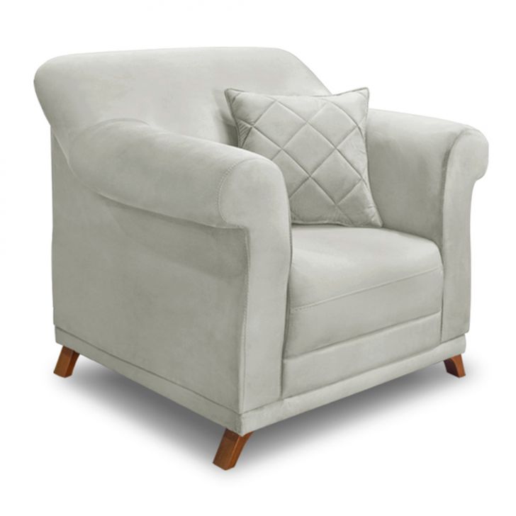Conjunto com 2 Poltronas Abruzzo Veludo Prata