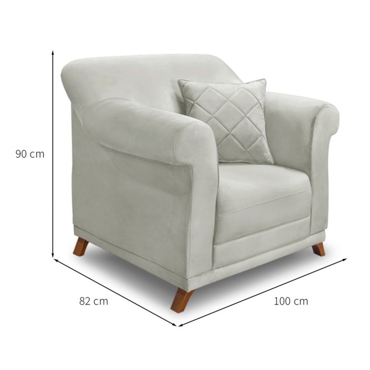 Conjunto com 2 Poltronas Abruzzo Veludo Prata