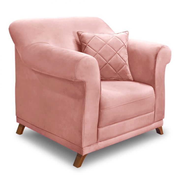 Conjunto com 2 Poltronas Abruzzo Veludo Rosa