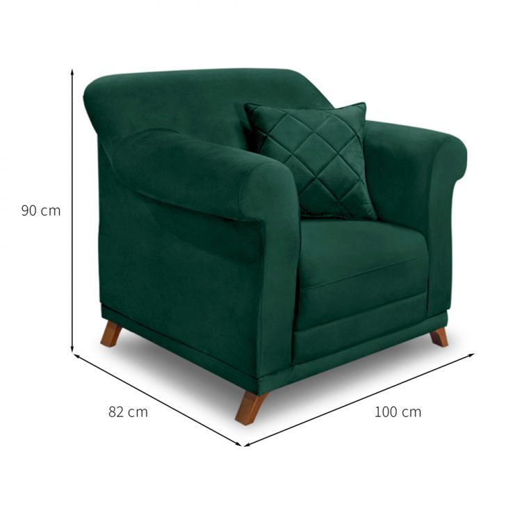 Conjunto com 2 Poltronas Abruzzo Veludo Verde Floresta