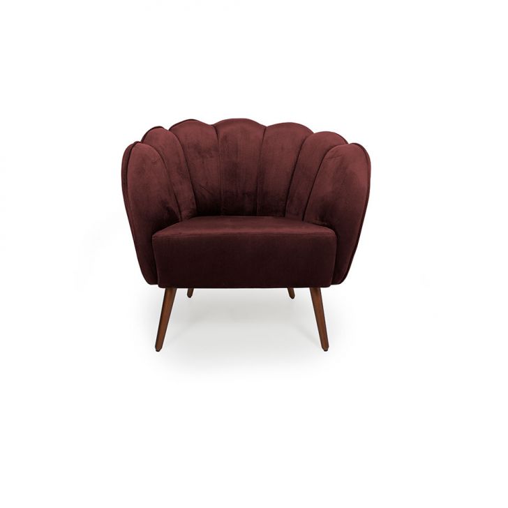 Conjunto com 2 Poltronas Ariel Pé Palito Veludo Malbec e Cobre