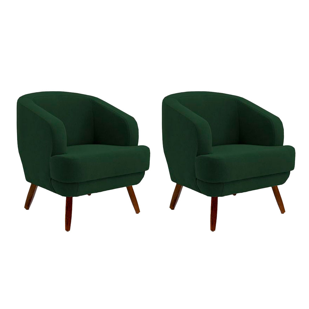 Conjunto com 2 Poltronas Betania Algodão Verde Oliva