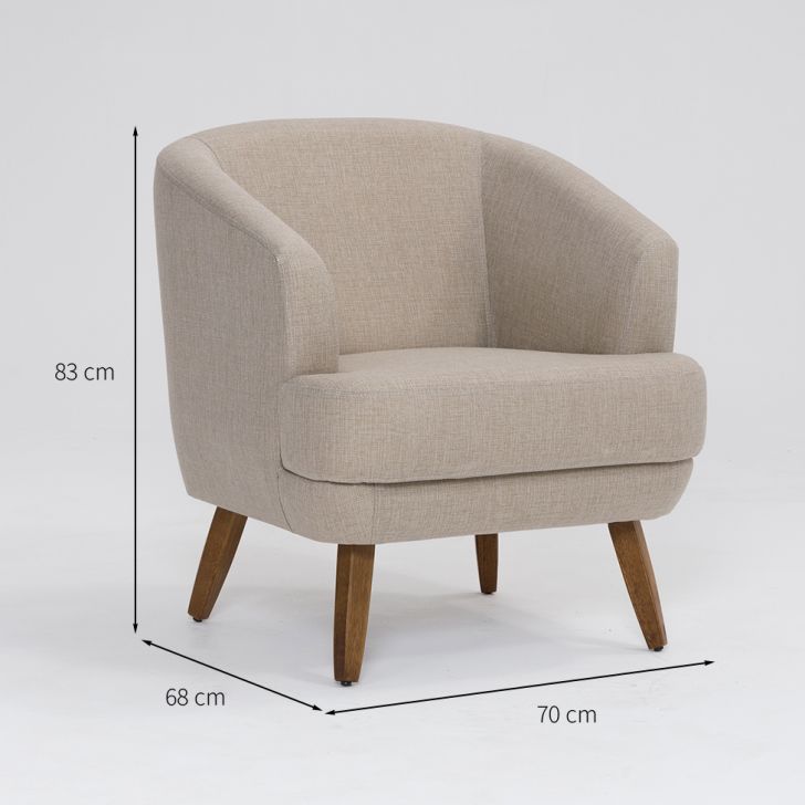 Conjunto com 2 Poltronas Betania Linho Aveia e Madeira