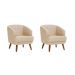 Conjunto com 2 Poltronas Betania Linho Marfim e Madeira