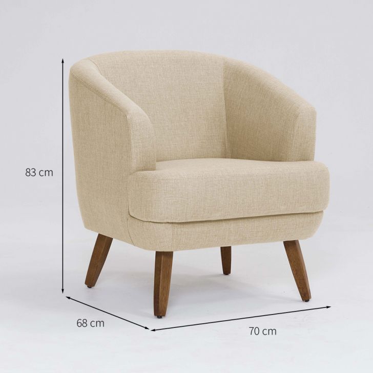 Conjunto com 2 Poltronas Betania Linho Marfim e Madeira