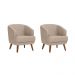 Conjunto com 2 Poltronas Betania Linho Mescla Bege e Madeira